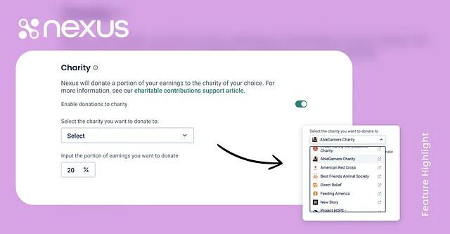 Nexus Feature Spotlight: Charity Support